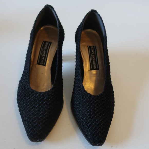 STUART WEITZMAN BLACK TEXTILE HEEL PUMPS 9 * - Picture 9 of 11